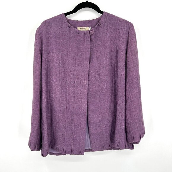 DOITUNG Purple Cotton Single Button Open Pleated Designer Blazer Size EU 42 - Picture 1 of 9
